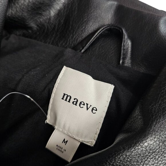 Anthropologie Maeve Oversized Faux-Leather Moto Jacket, Black, Edgy, Size M - Picture 3 of 8